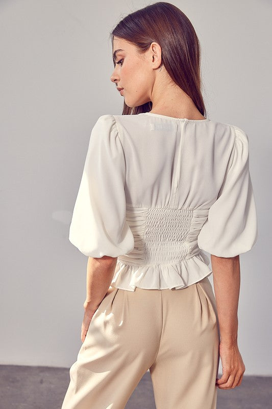 The Victoria Puff Sleeve Cinched Top