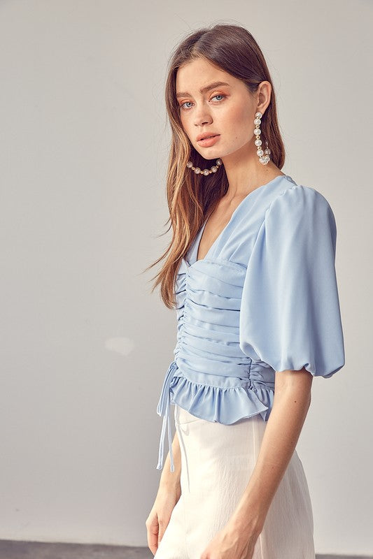 The Victoria Puff Sleeve Cinched Top