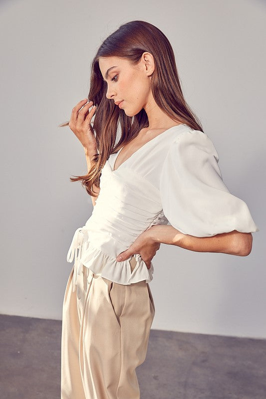 The Victoria Puff Sleeve Cinched Top