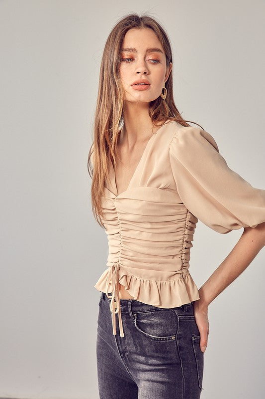 The Victoria Puff Sleeve Cinched Top