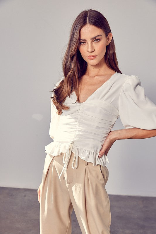 The Victoria Puff Sleeve Cinched Top