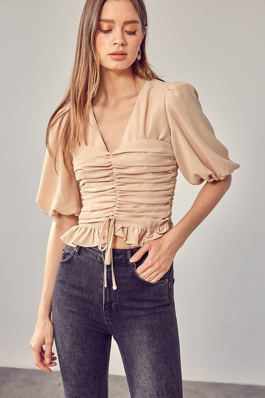 The Victoria Puff Sleeve Cinched Top